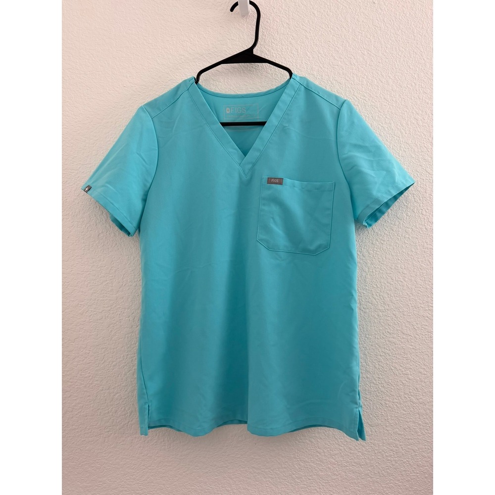 FIGS Casma V-Neck Scrub Top Turquoise Blue Technical Collection FW1000 Small